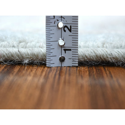 4'1"X6'1" White Wash Peshawar Mahal Design Pure Wool Hand Knotted Rug