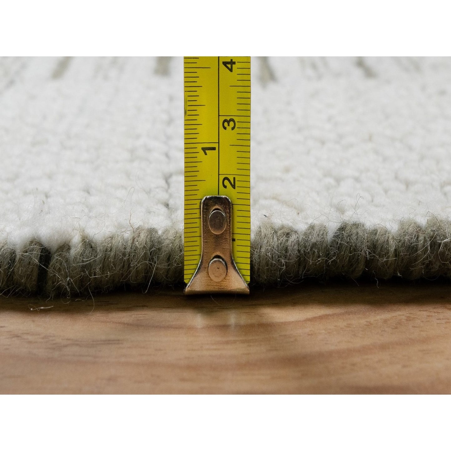 12'X15' Ivory Hand Woven Xl Rug Flat Weave With Pile Undyed Natural Wool