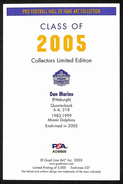 Dan Marino Hof Signed/Auto 2005 Goal Line Art