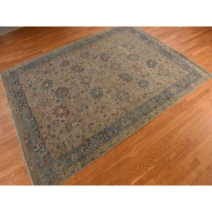 9'X11'9" Beaver Brown Antiqued Ziegler Mahal Design Wool Hand Knotted Rug