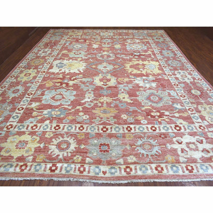 11'7"X14'6" Red Angora Ushak Soft Wool Hand Knotted Oversized Rug