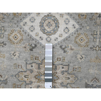 Rug 6'x11'9" Stargazer Gray Karajeh Geometric Hand Knotted Wide Runner