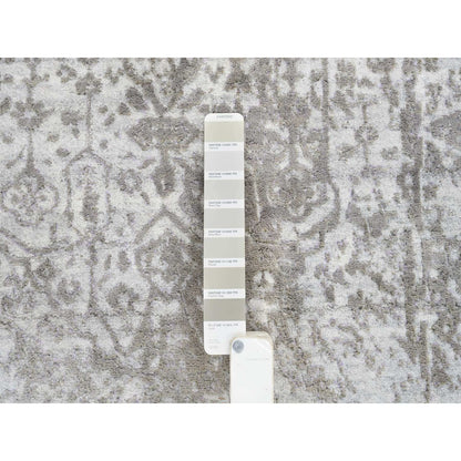 2'6"X7'10" Gray Hand Knotted Broken Farsian Design Wool/Silk Runner Rug