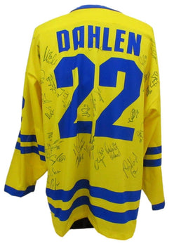Team Sweden Multi Signed/Autographed Jonathan Dahlen Yellow #22 Jersey  196566