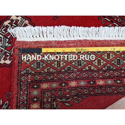 2'2"X6' Crimson Red Princess Bokara Soft Wool Hand Knotted Runner Rug