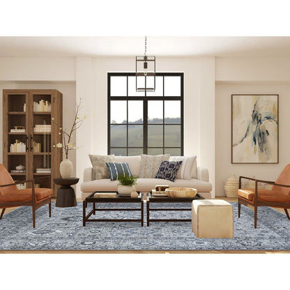 Rug 9'1"x12'3" Gray Peshawar Sultanabad All Over Design Hand Knotted Wool