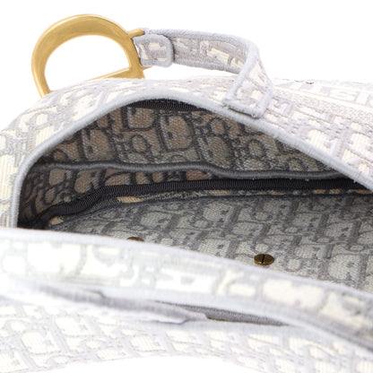 Christian Dior Saddle Handbag Logo Embroidered Oblique Canvas Medium