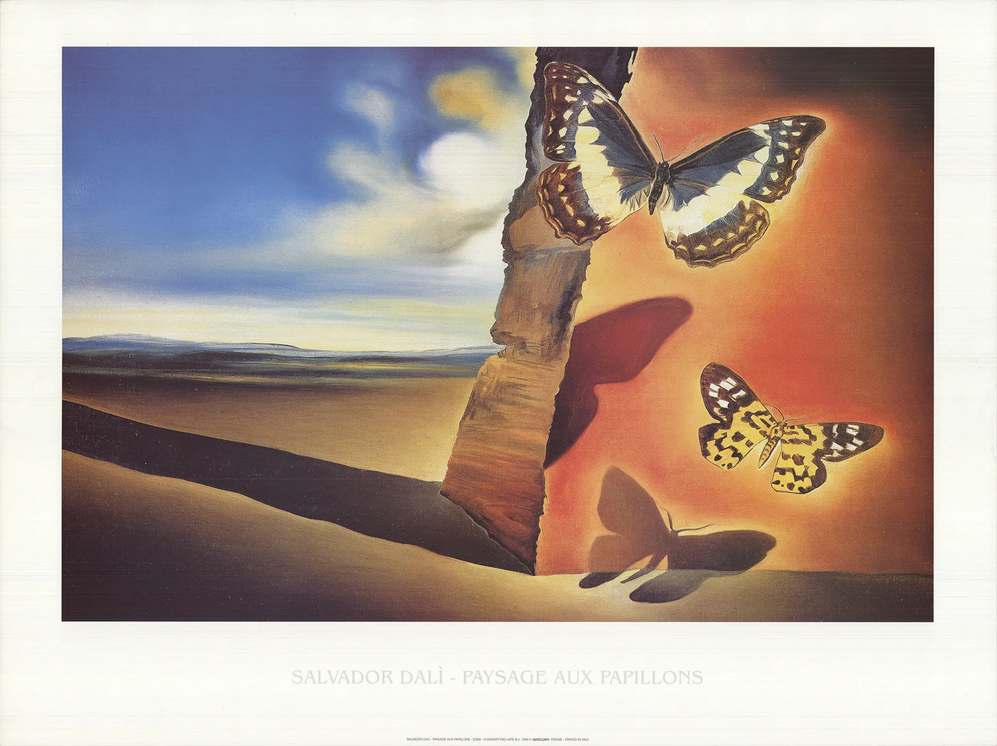 Salvador Dali Butterfly Landscape " Offset Lithograph Surreali