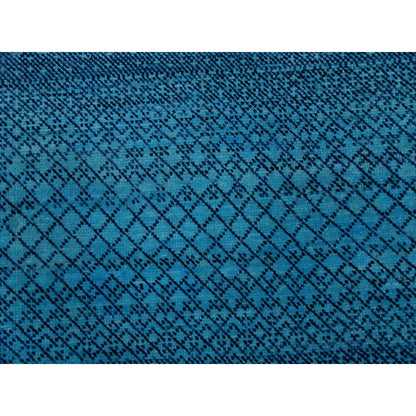 9'X11'7" Blue Pure Wool Hand Knotted Modern Chiaroscuro Collection Rug