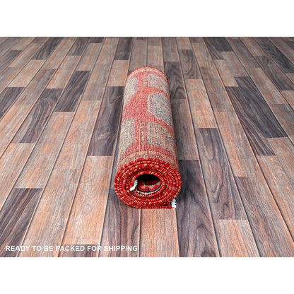 2'3"X9'3" Red Vintage Zoroastrian Tebraz Pure Wool Hand Knotted Runner Rug