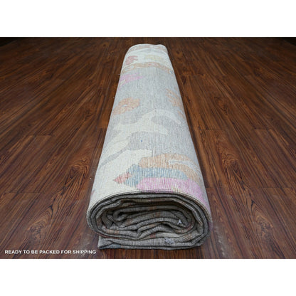 11'X18' Gray Angora Oushak Colors Wool Hand Knotted Oversized Rug