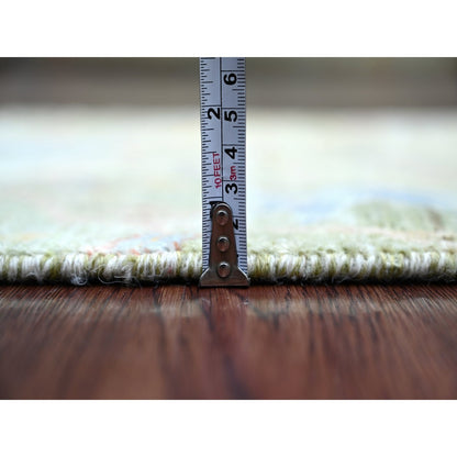 2'X3'2" Green Mat Rug Hand Knotted Peshawar Birds Of Paradise Design Wool