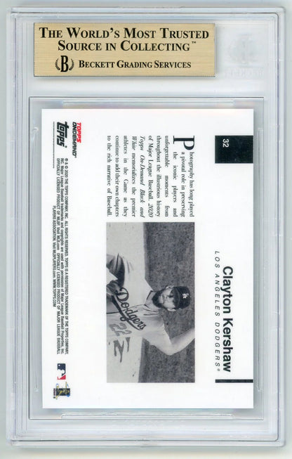 Clayton Kershaw 2020 Topps On Demand Black & White #32 Beckett Gm 9.5