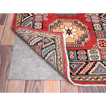 2'8"X9'9" Bolero Red Special Kazak 100% Wool Hand Knotted Runner Rug