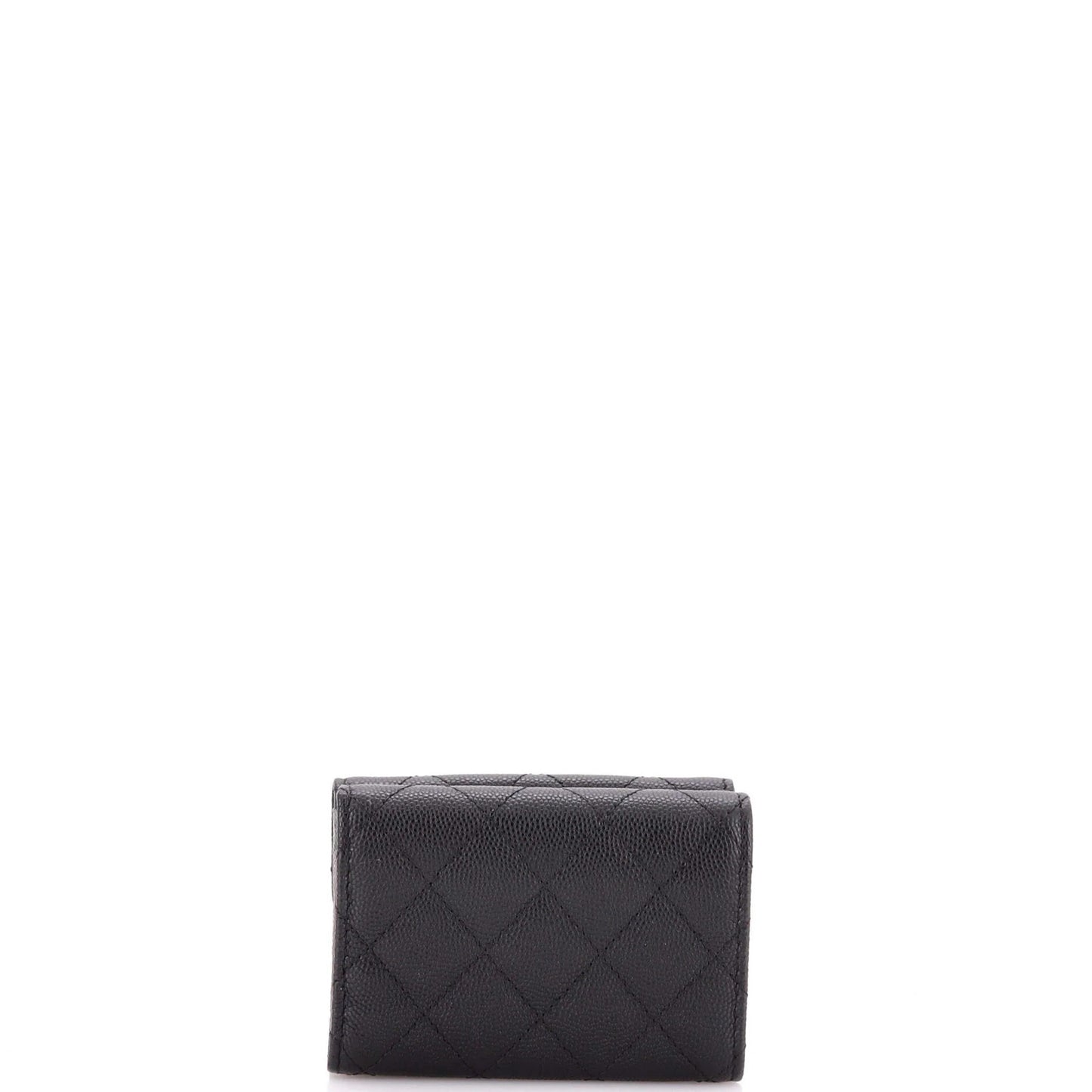 Chanel Trifold Classic Flap Wallet Quilted Caviar Small
