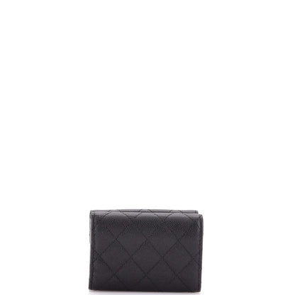 Chanel Trifold Classic Flap Wallet Quilted Caviar Small