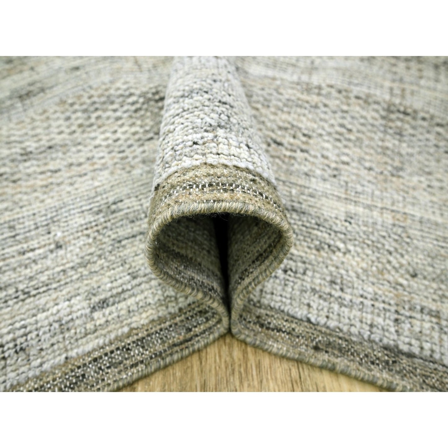 6'1"X9' Brown Pure Wool Rug Hand Knotted Oxidized Grass Design Oriental