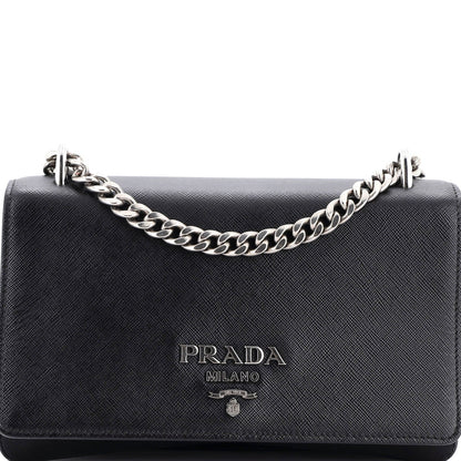 Prada Chain Flap Crossbody Bag Tessuto And Saffiano Leather Medium