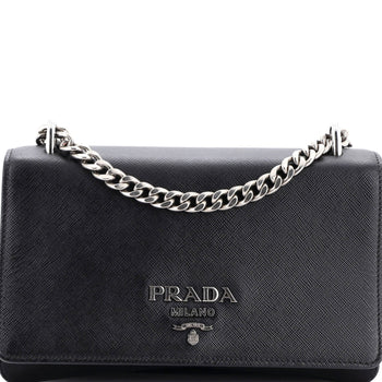 Prada Chain Flap Crossbody Bag Tessuto And Saffiano Leather Medium