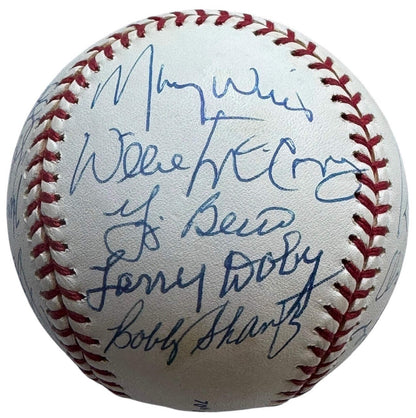 Mays Willie 70th Birthday Autographed Baseball Attendees JSA