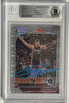 Tyler Herro Autographed 2019-20 Panini Hoops Premium Stock Rookie Card #210 (Bec