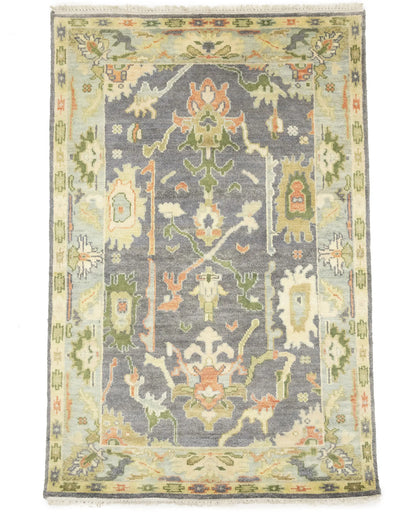 Handmade Floral Oushak Chobi Rug Colorfast