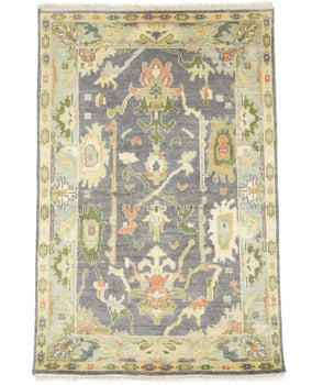 Handmade Floral Oushak Chobi Rug Colorfast