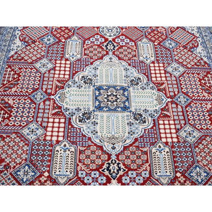 7'3"X10'9" Red New Zoroastrian Nain Soft Wool And Silk Hand Knotted Rug