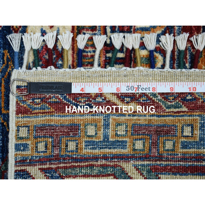 2'4"X9'2" Khorjin Design Super Kazak Tribal Pure Wool Hand Knotted Rug