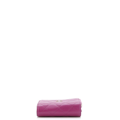 Chanel Cc Zip Trifold Wallet Quilted Caviar Compact