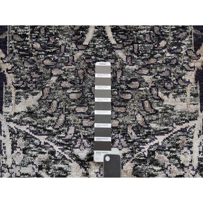 10'X10' Brown Wool And Silk Hand Knotted Sickle Leaf Round Oriental Rug
