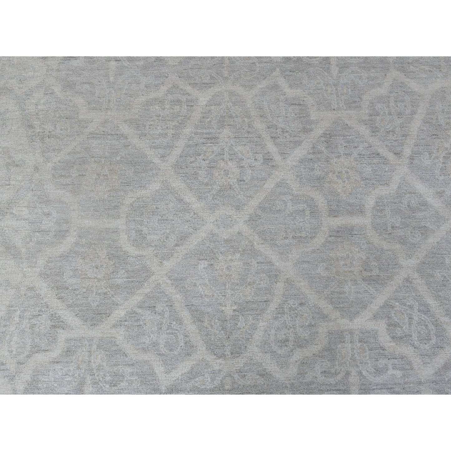 8'X9'9" Ivory White Wash Peshawar Natural Wool Hand Knotted Oriental Rug