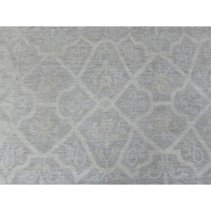 8'X9'9" Ivory White Wash Peshawar Natural Wool Hand Knotted Oriental Rug