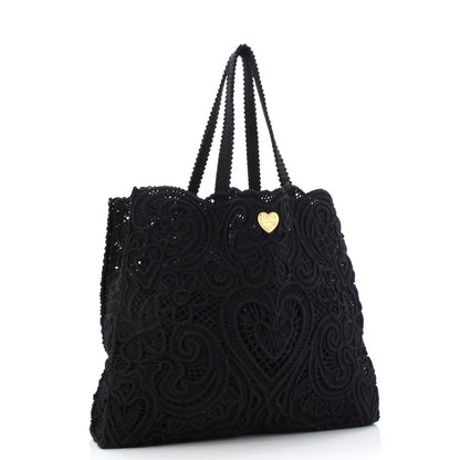 Dolce & Gabbana Beatrice Tote Bag Crochet Lace Jacquard Large