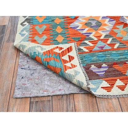 10'X13' Colorful Afghan Kilim Flat Weave Pure Wool Hand Woven Rug