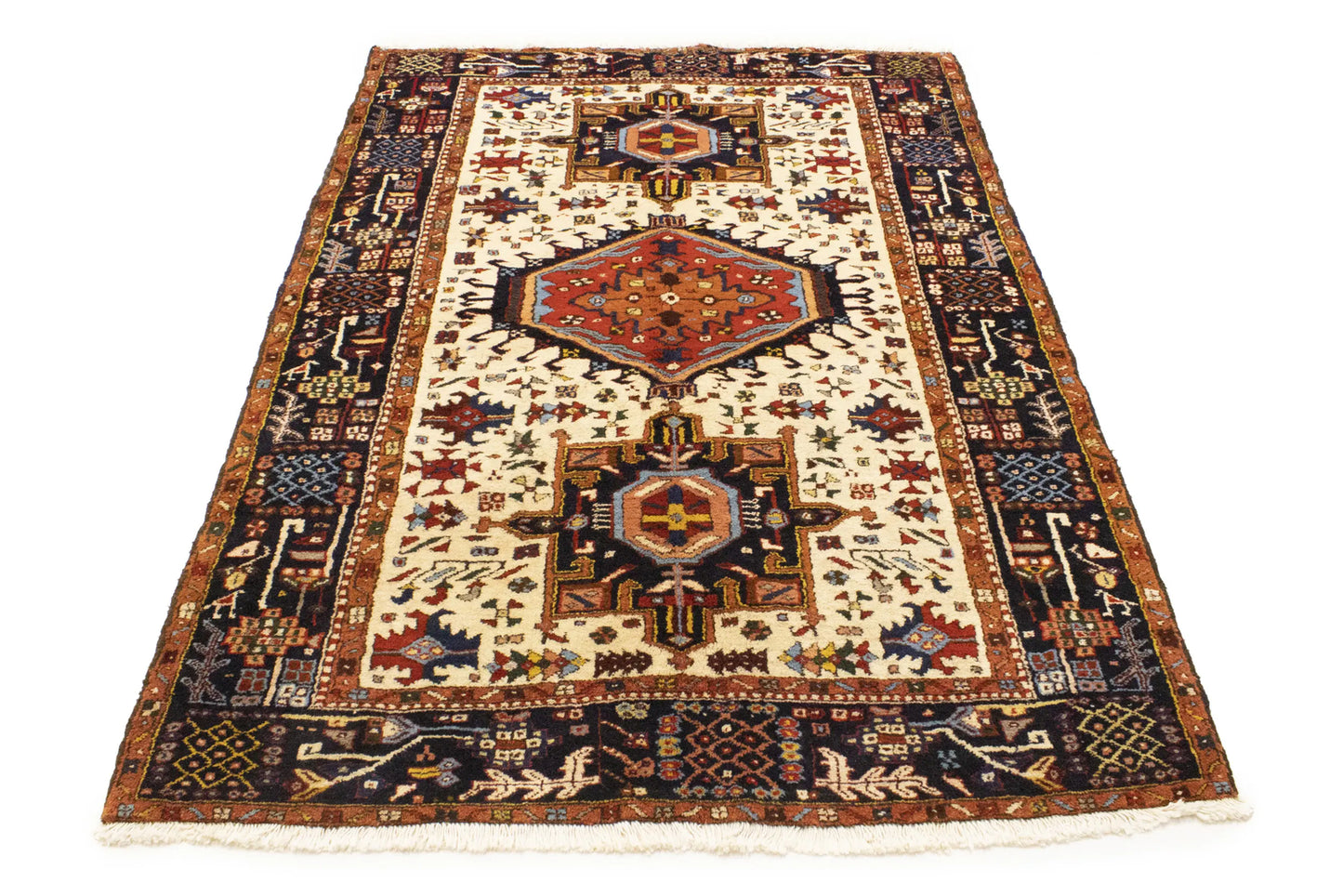 Rare Vintage Oriental Rug Geometric Design Boho