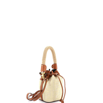Mini Fendi Woven Handle Mon Tresor Bucket Bag Zucca Embroidered Canvas