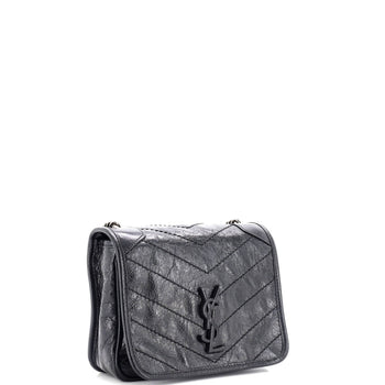 Saint Laurent Niki Chain Wallet Matelasse Chevron Leather