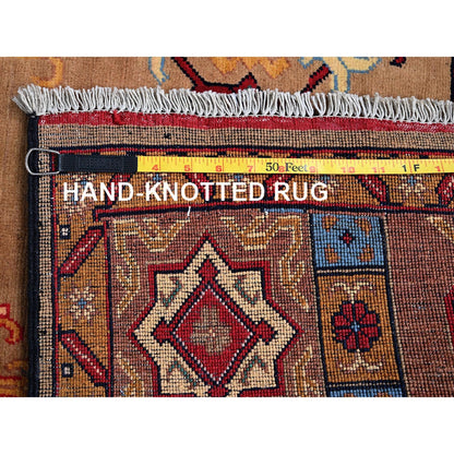 5'X6'10" Brown Afghan Khamyab With Khotan Design Hand Knotted Wool Rug