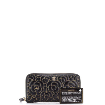 Chanel Zip Around Wallet Camellia Lambskin