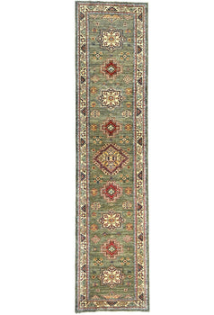 Kazak Oriental Runner Rug Geometric Design
