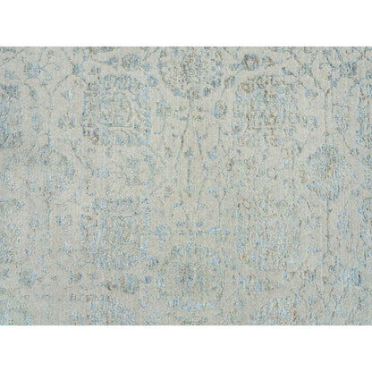 12'X15'1" Gray Wool And Silk Jacquard Hand Loomed Tebraz Oversized Rug