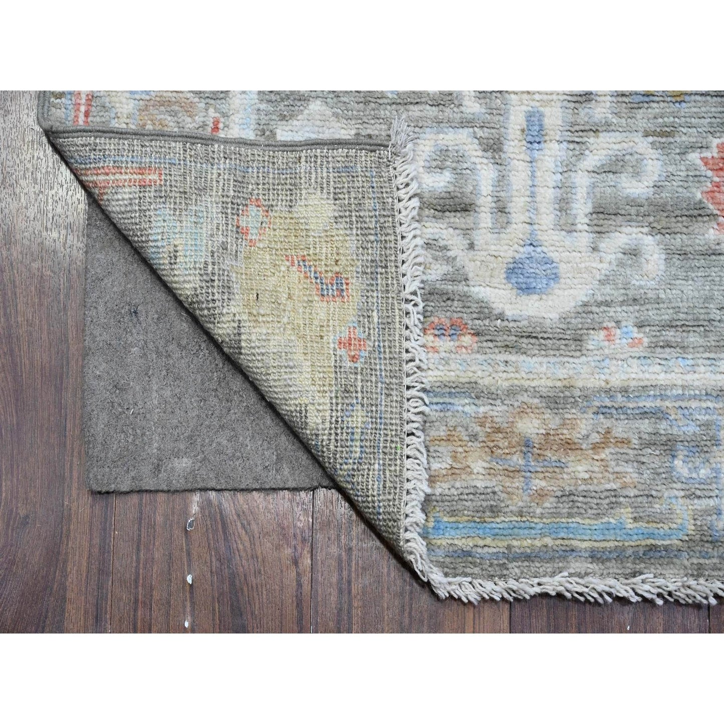 2'6"X15'3" Echo Gray Afghan Angora Oushak Xl Runner Oriental Rug