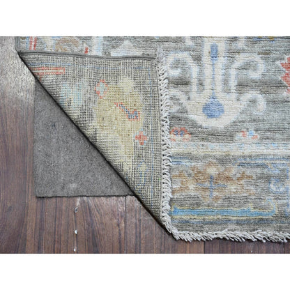 2'6"X15'3" Echo Gray Afghan Angora Oushak Xl Runner Oriental Rug