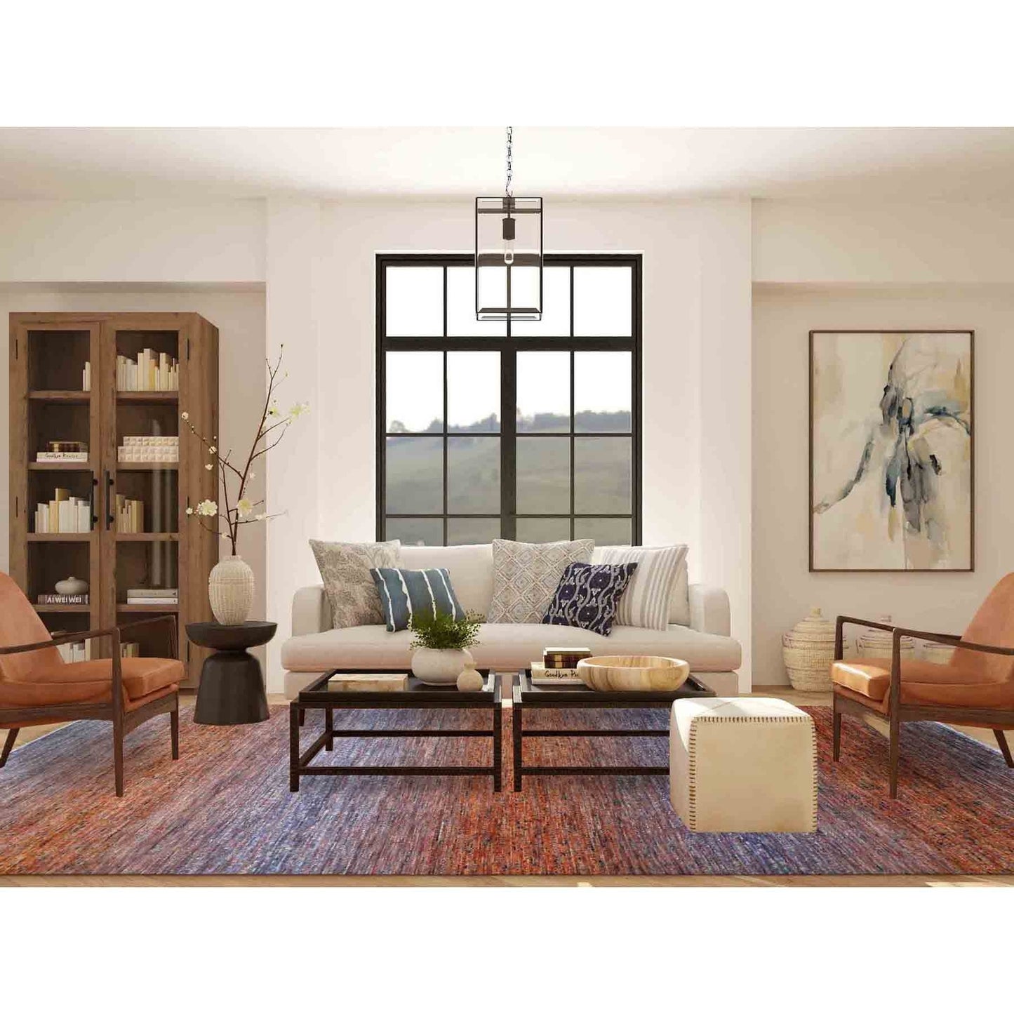 10'3"X14' Orange Modern Chiaroscuro Collection Hand Knotted Wool Rug