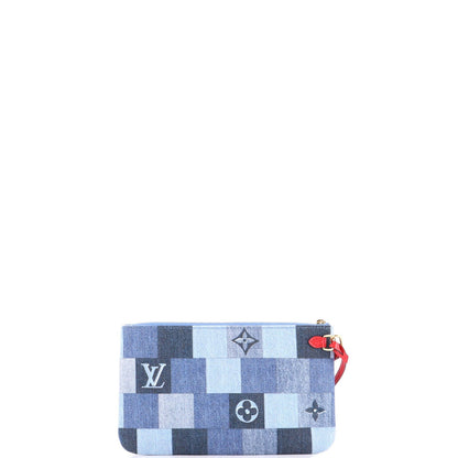 Louis Vuitton Neverfull Pochette Damier And Monogram Patchwork Denim Large