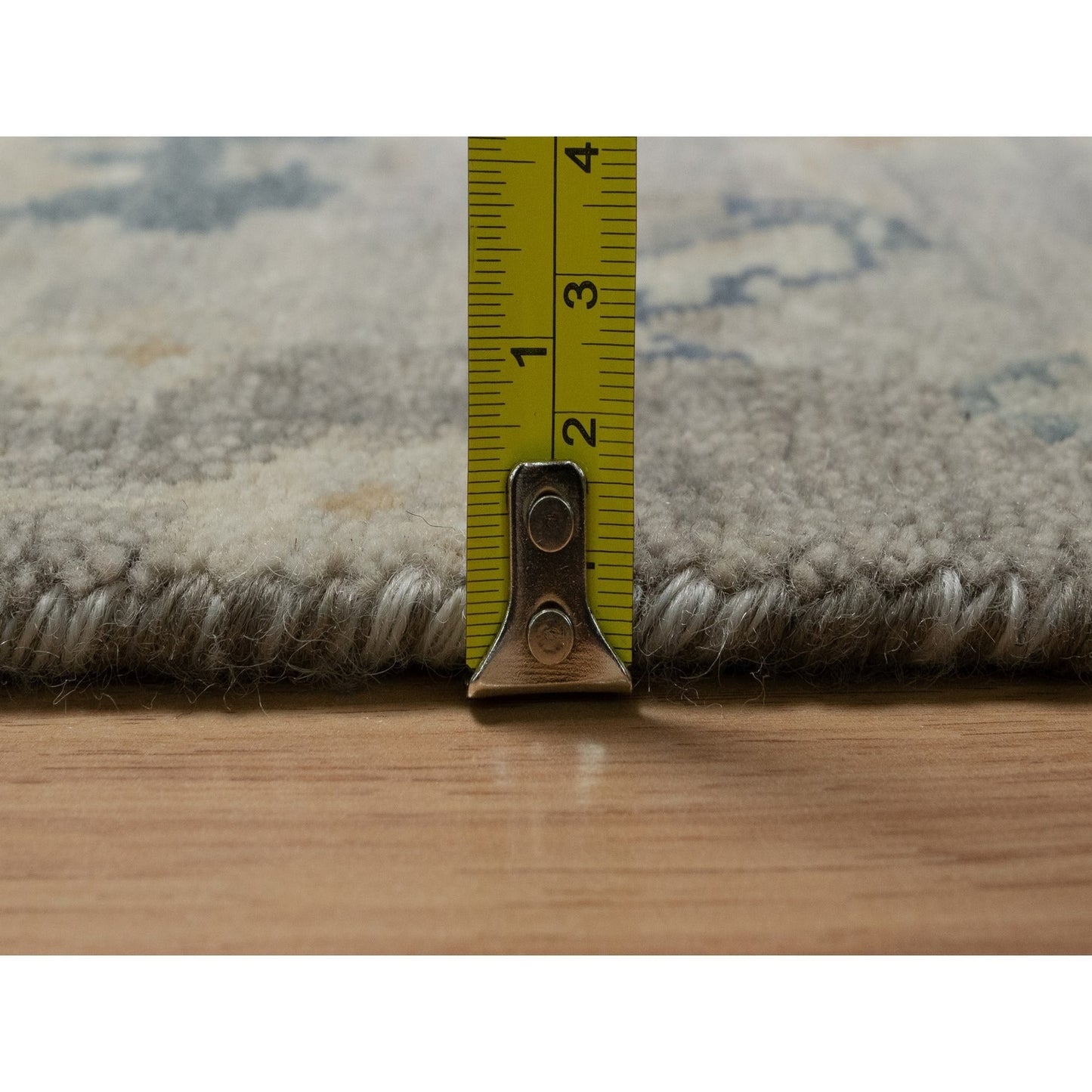 6'1"X9' Agate Gray Oushak With Broken Pattern 100% Wool Hand Knotted Rug