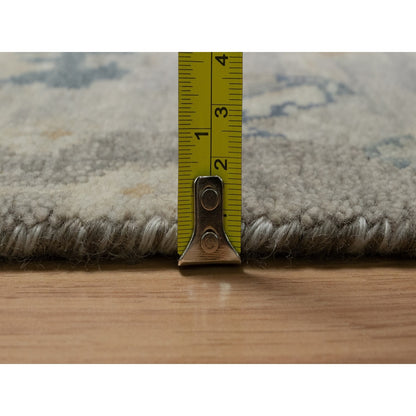 6'1"X9' Agate Gray Oushak With Broken Pattern 100% Wool Hand Knotted Rug