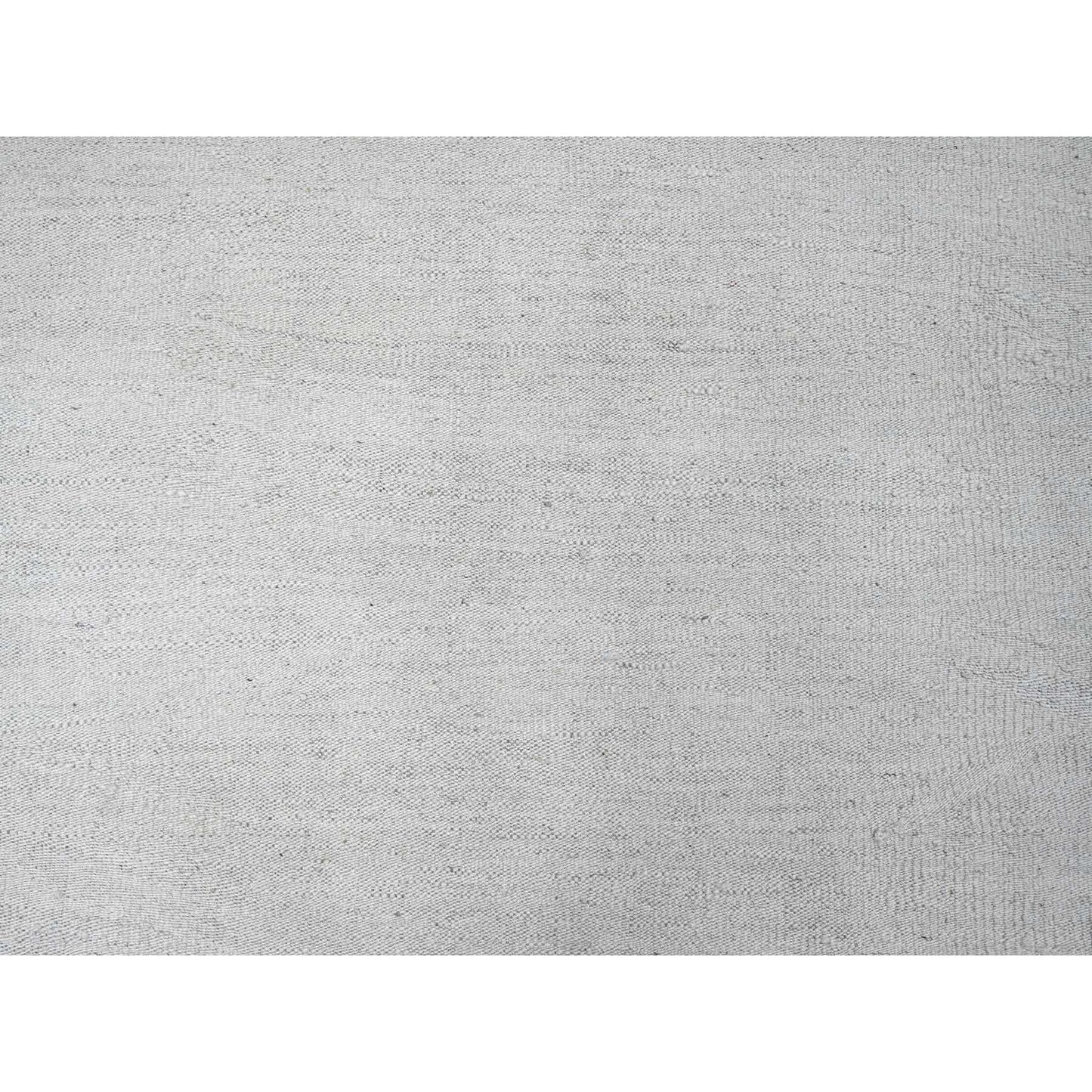 9'X12' White Flat Weave Solid Design Hand Woven Afghan Hand Spun Wool Rug