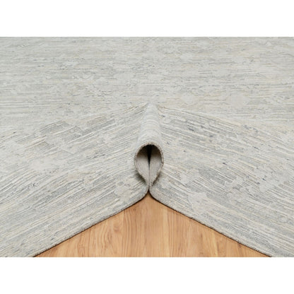10'X10' Gray Modern Design Undyed Natural Wool Hand Knotted Square Rug